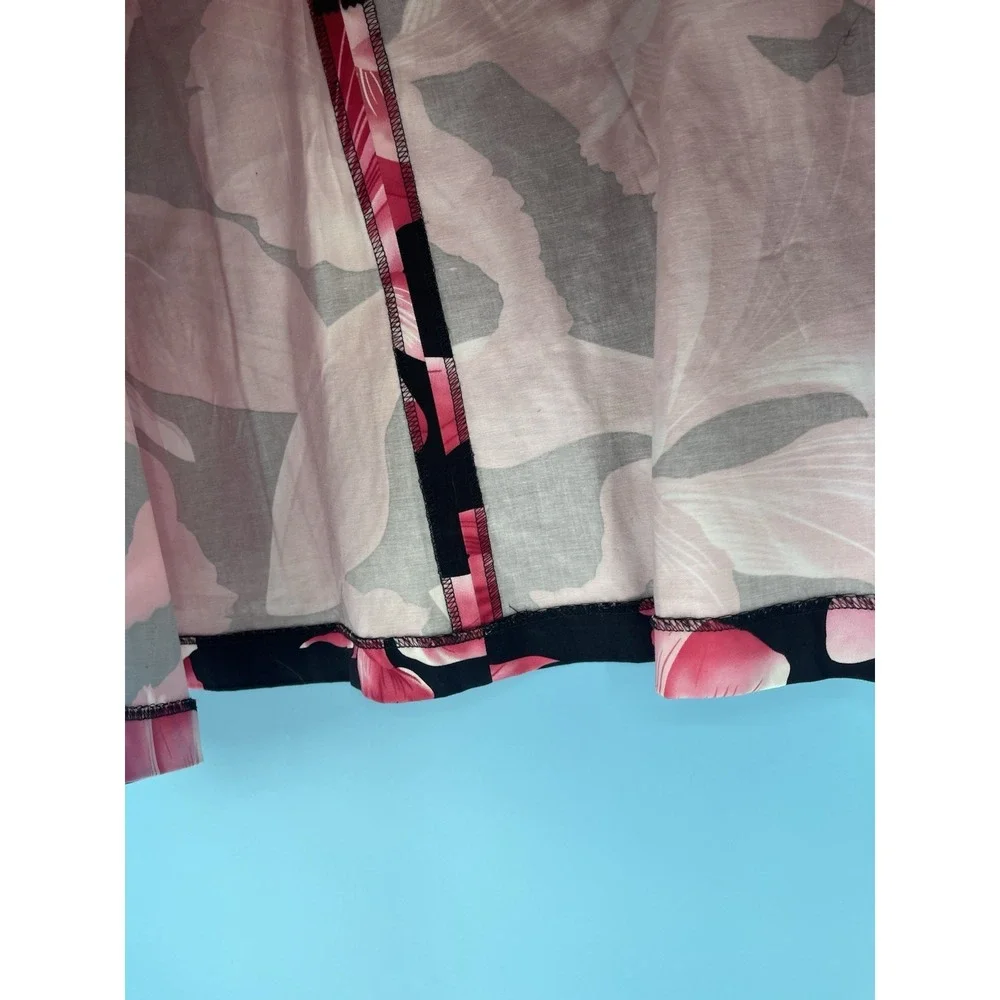 Carolina Blues Black Pink Floral Skirt W/Hem Pleats & Bows Feminine Zipper 24W - Picture 5 of 7
